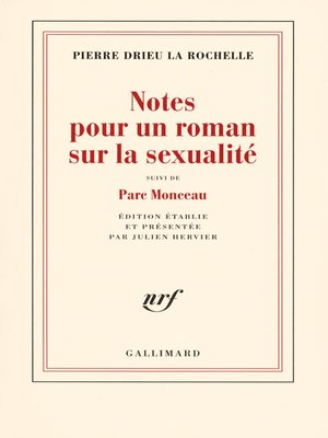 cover image of Notes pour un roman sur la sexualité / Parc Monceau